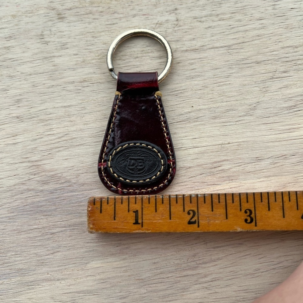 Vintage Dooney & Bourke Croc All Weather Leather Key Fob Keychain Ring Brown Red - Picture 11 of 11